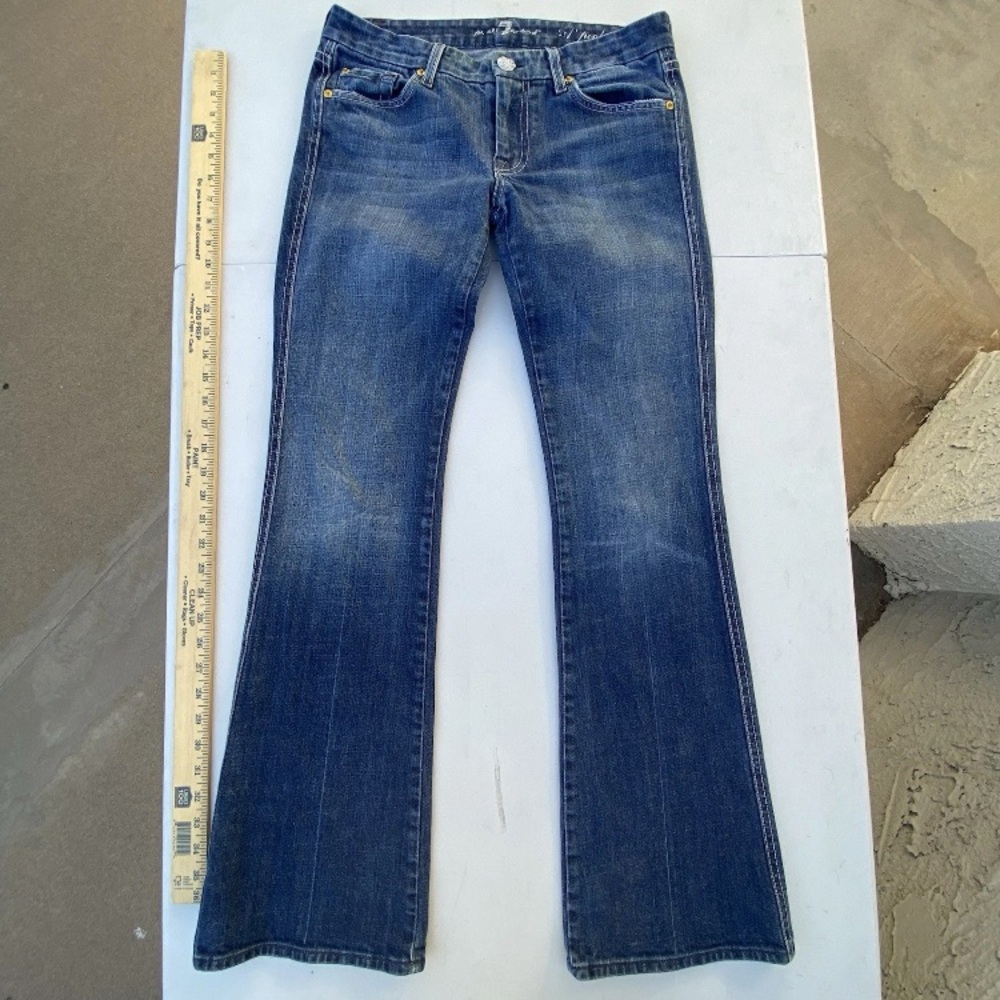 7 for All A Pocket 7.5 Low Rise Kick Flare Jeans Made in USA Vintage 90s Y2K